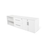 Credenza EXCEDE Blanco 2.40m con puertas, gavetas y tramos
