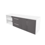 Credenza EXCEDE Gris 2.40m con puertas, gavetas y tramos